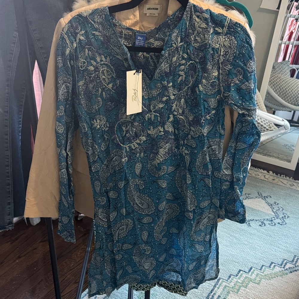 Raj Teal Paisley Tunic cover up